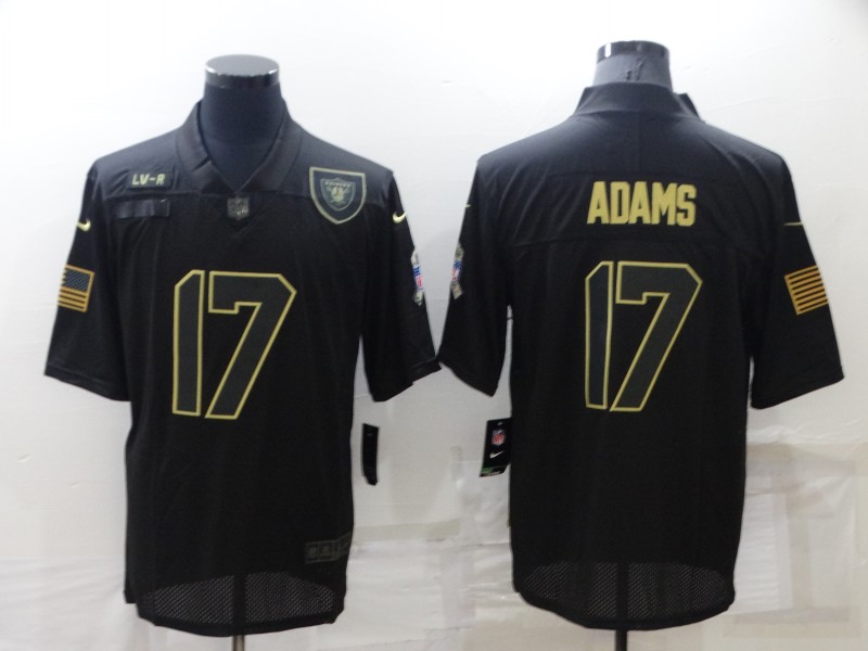 Men Oakland Raiders 17 Adams Black Gold Lettering 2022 Nike NFL Jersey